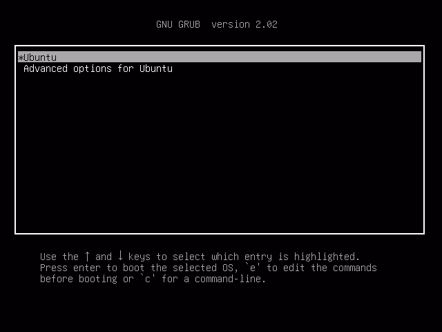 GRUB2 selection screen